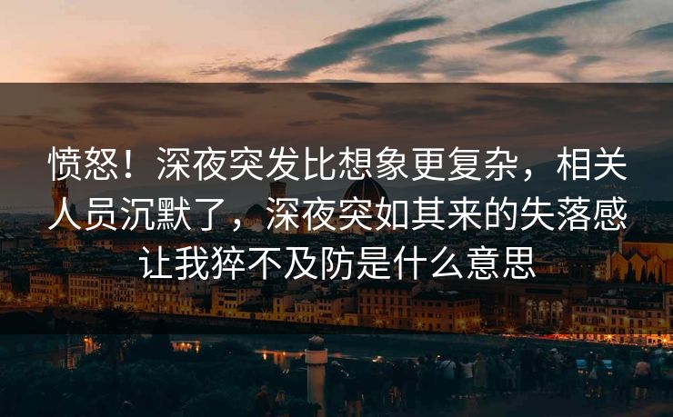 愤怒!深夜突发比想象更复杂,相关人员沉默了,深夜突如其来的失落感让我猝不及防是什么意思 愤怒!深夜突发比想象更复杂,相关人员沉默了,深夜突如其来的失落感让我猝不及防是什么意思