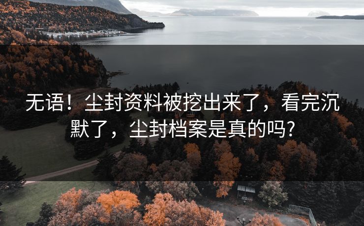 无语!尘封资料被挖出来了,看完沉默了,尘封档案是真的吗?